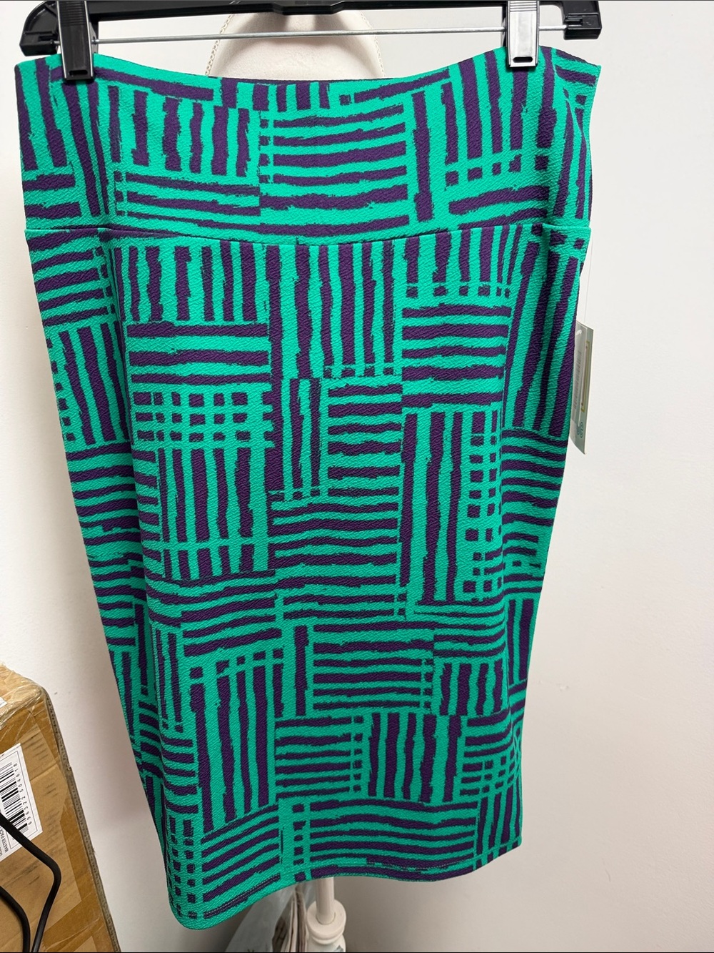 LuLaRoe Green & Purple Geometric Pencil Skirt